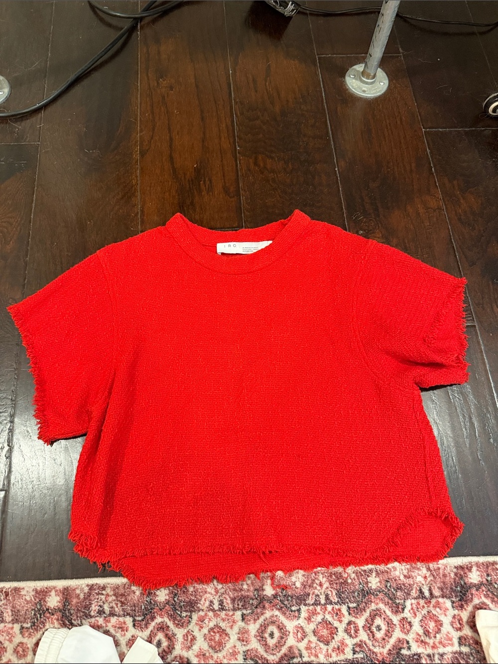 IRO Bright Red Womans Short-Sleeve Crewneck Top